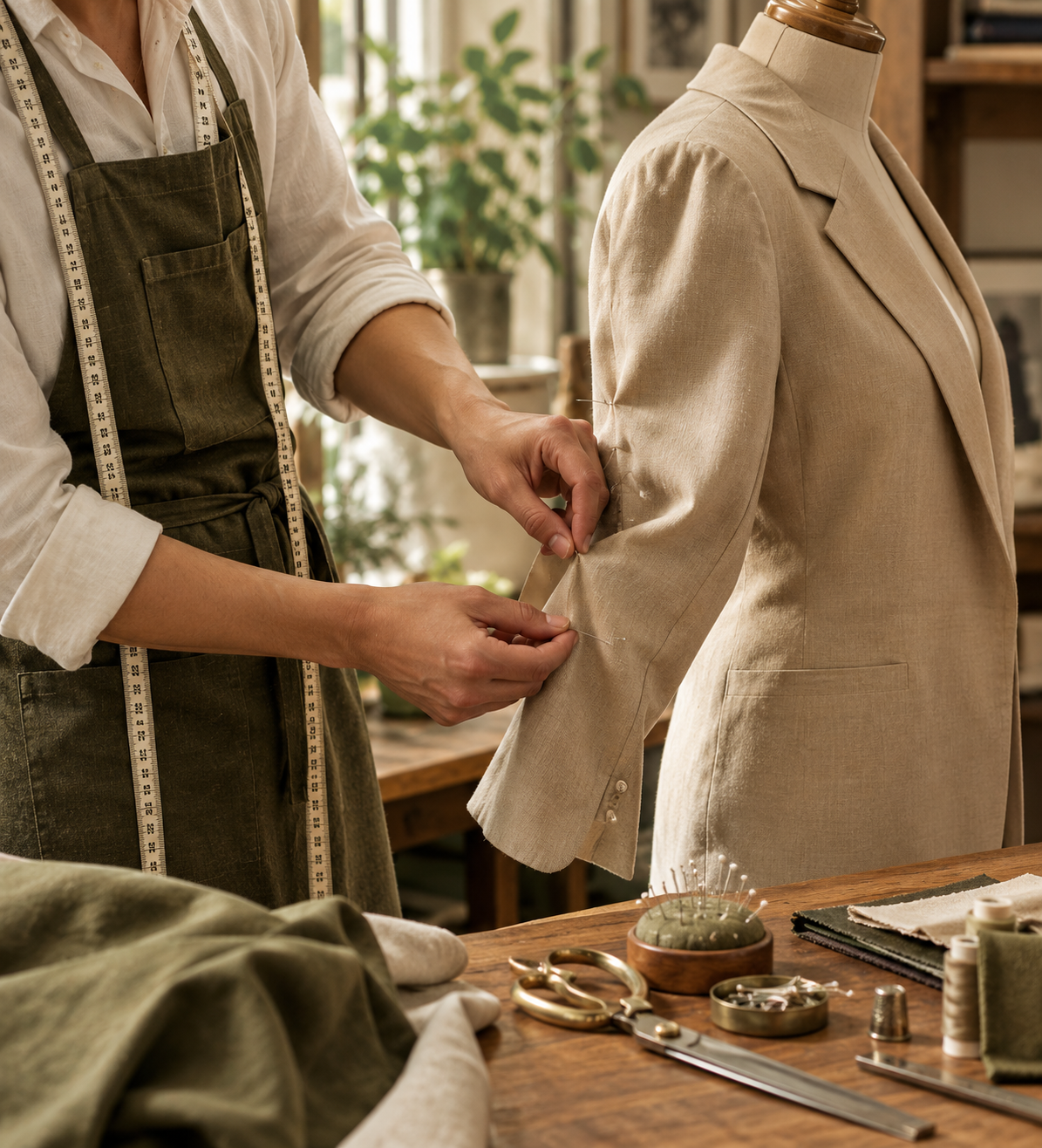 Tailoring work inside a garment workshop