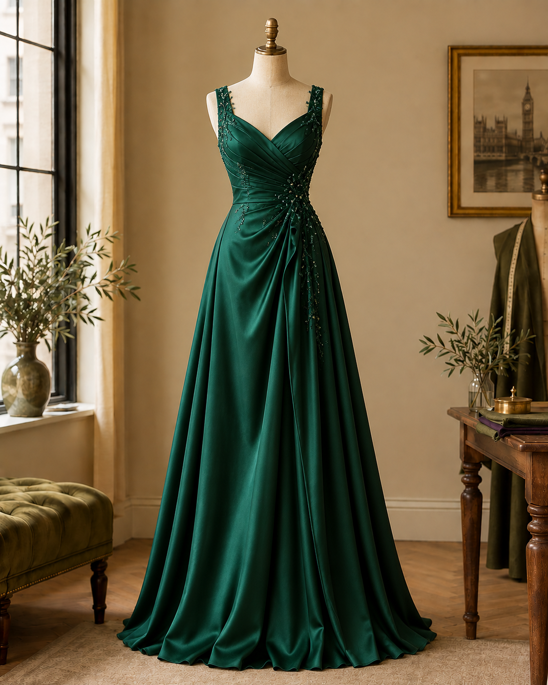Emerald evening gown illustrating occasionwear alteration services