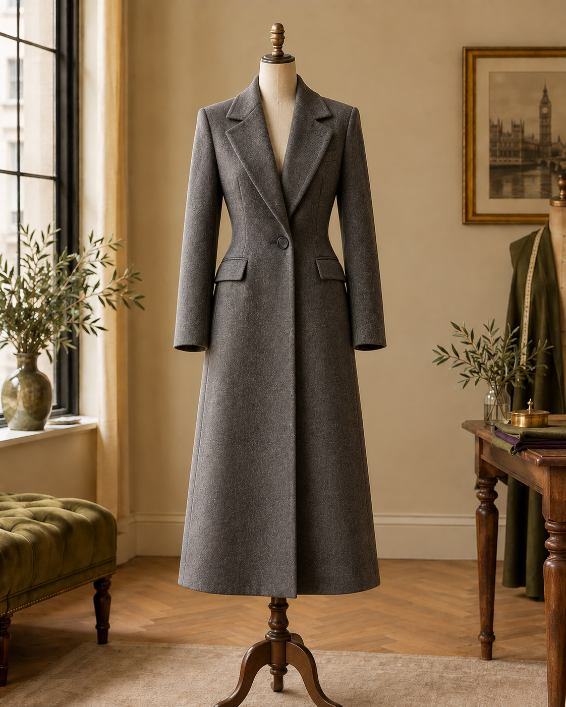 Grey wool coat illustrating coat alteration and restyling services